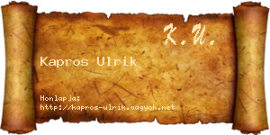 Kapros Ulrik névjegykártya